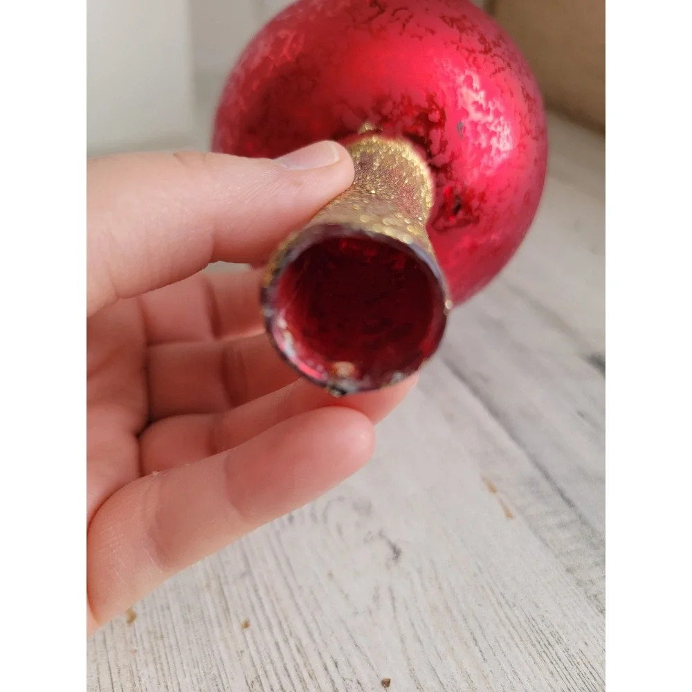Radko Ruby red star finial triple drop ball tree topper xmas unique star vintage